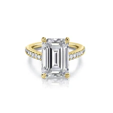 18k Gold Plated CZ Emerald Cut Engagement Wedding Band Ring For Women Sizes 6-9