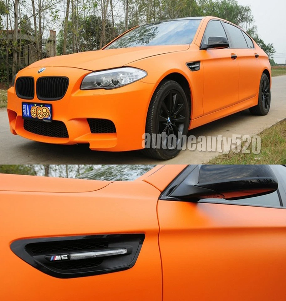Optional Flat Entire Car Matte Finish Vinyl Wrap Film Sheet Sticker Decal Orange - Imagen 2 de 4