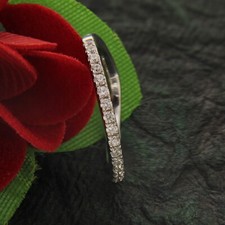 925 Silver 0.50Ct Round Cut Cubic Zirconia Half Eternity Curved Band Ring Size 6