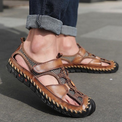 Summer Men's Sandals Casual Beach Shoes Hollow Out Breathable Oversize Fashion - Picture 7 of 14