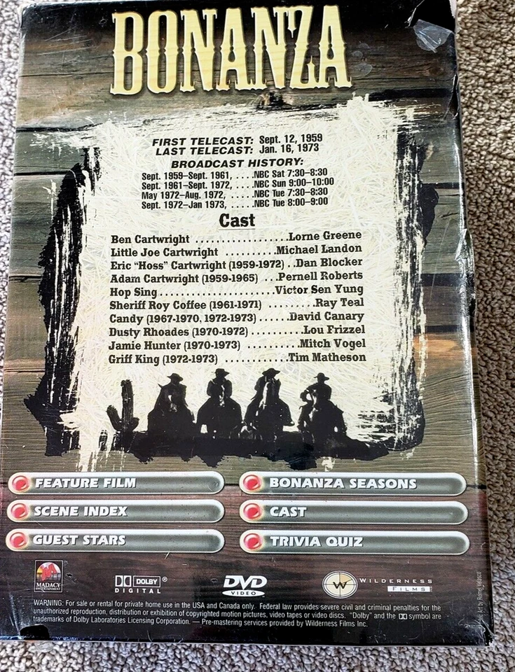 VTG 1960 Episodes Bonanza Western Series TV Show VHS Video Box Set 5 Pack Sealed - Image 3 of 4