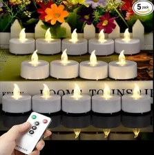 Tea Light Candles with Remote Control,Flickering Flameless LED Candle,Long 5 PCS