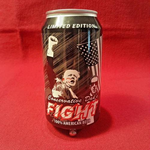 DONALD TRUMP FIGHT Conservative Dad's Ultra Right EMPTY Beer Can Limited Edition