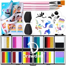 Professional Face Painting Kit for Kids Adults, Split Cake Face Paint Palette 12