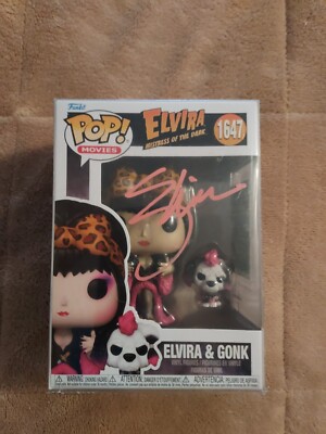 Elvira & Gonk Autographed Funko Pop;  Mistress Of The Dark; 1647; COA