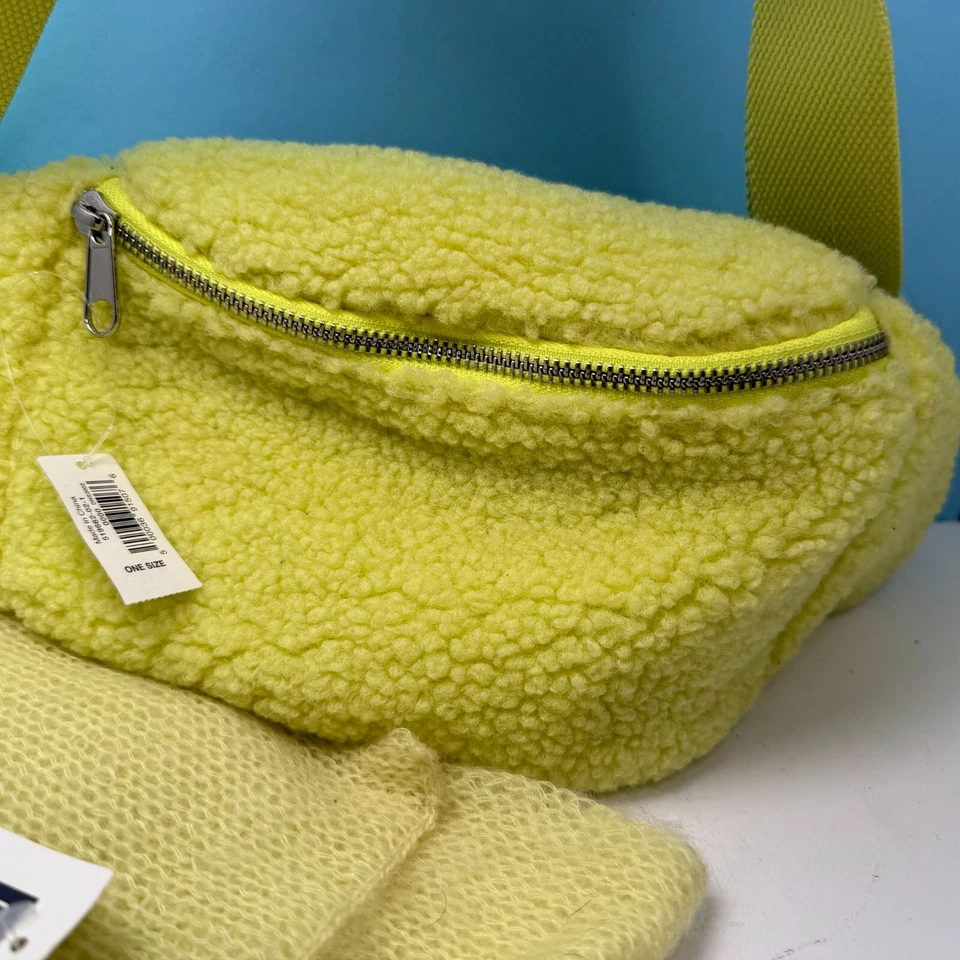 Riñonera verde lima bufanda polar hueca y suave 12" x 65" color a juego Foto 2 de 4