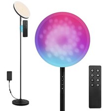 Floor Lamp, 36W/3600LM Bright Floor Lamp with Remote Matte Black RGBCW Bulb