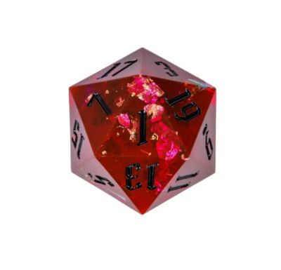 Red Shimmering Crystal 33mm Chonk d20 |   TPK | Dungeons & Dragons DnD