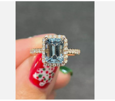 Natural Aquamarine Ring Yellow Gold Plated Ring Handmade Ring Wedding Ring
