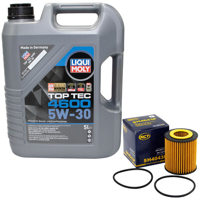 Motoröl Set 5W-30 5 Liter + Ölfilter SH 4043 P für Cadillac Mazda Opel Saab 1.9