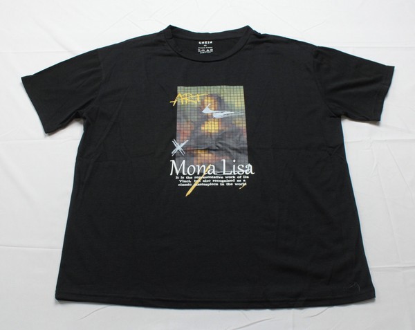 Shein Women's Figure And Slogan Drop Shoulder Graphic Tee JW7 Black Size XL 