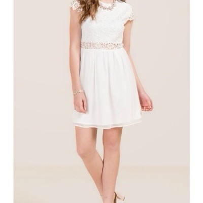 NWT Francesca s Amaya White Lace Open Back Combo A-Line Dress Size XS