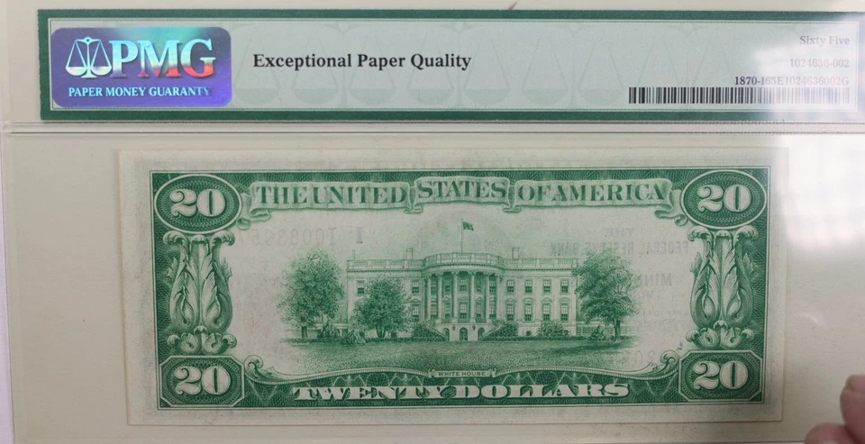 1929 $20 Federal Reserve Note, Minneapolis, MN., PMG CU-65 EPQ., GFRB008 - Image 2 of 2