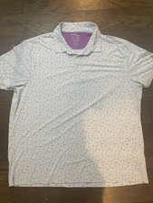 Birdie Bound Men  s 3XL Performance Golf Polo Shirt White Logo AOP Beach See Flaw