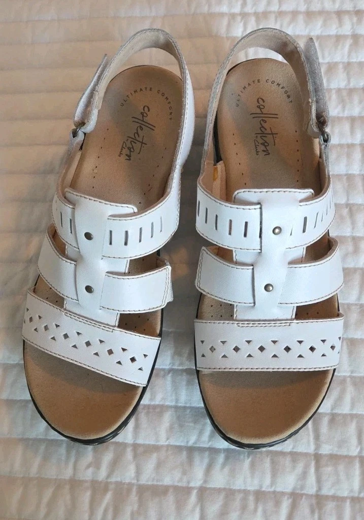 Sandali Clarks collezione donna Lexi Qwin slingback punta aperta taglia 7M pelle