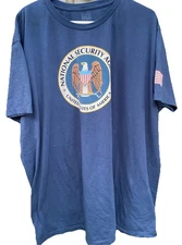NSA Mens Shirt Blue 2XL Authentic USA Made Graphic T Shirt 100% Cotton