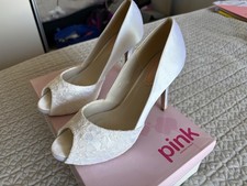 PINK PARADOX LONDON WHITE LACE BRIDAL SHOES SIZE 8