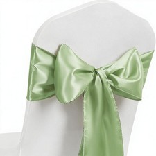 50 Pack Sage Green Satin Chair Sashes, Green Chair Bands for Wedding,