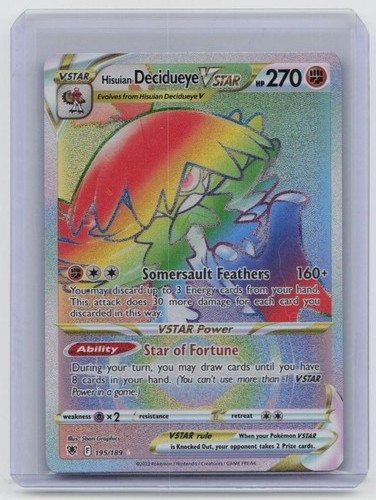 Hisuian Decidueye VSTAR 195/189 Rainbow Rare Astral Radiance Pokemon Holo NM