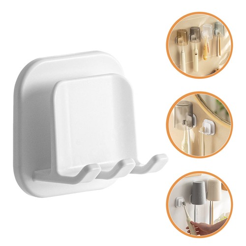 2pcs Wall Toothbrush Holder Self-adhesive Wall Toothbrush Mount For Bathroom - Picture 10 of 10