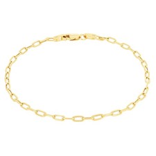 14k or Jaune 2mm Trombone Chaîne Délicat Jaseron Câble Bracelet Lien Femmes