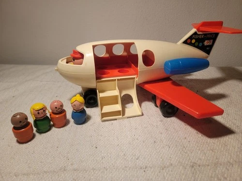 Fisher Price Vintage 1970 Genuine Fun Jet Toy Airplane 183 USA Made W/ 4 People