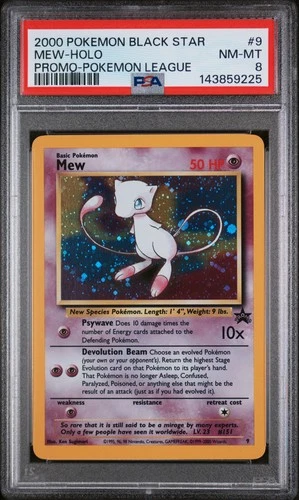 2000 POKEMON PROMO BLACK STAR POKEMON LEAGUE #9 MEW-HOLO PSA 8