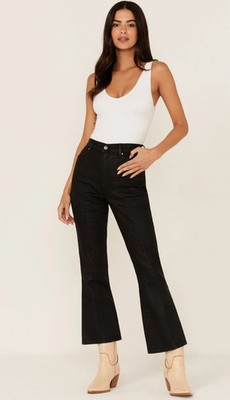WRANGLER X FENDER WROCK Size 31x28 Women's High Rise Kick Flare Crop Jeans Black