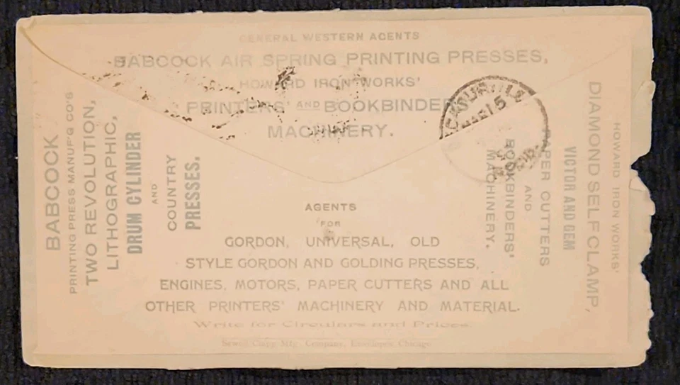 FUNDA PUBLICIDAD EE. UU. 1897 Chicago PUBLICIDAD Barnhart Brothers Superior Cobre Foto 2 de 2