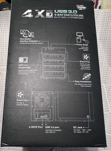 Mediasonic HF7-SUS3 ProBox 4 Bay 3.5" SATA Hard Drive Enclosure USB 3.0 & eSATA - Picture 3 of 7