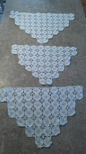 Vintage Handmade Crochet Lace Set 3 Pc Doilies Antimacassars White