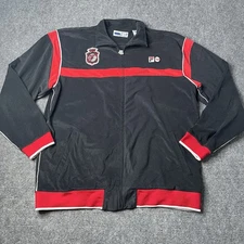 Vtg Fila Track Suit Jacket Zip Up Mens L Black Red Warm Up Coat Athletic Wear