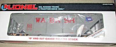 Lionel #6-19316 O Wabash, WAB Covered Gray Hopper NEW in box