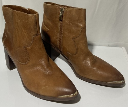 Franco Sarto Bushwick Tan Western Leather Ankle Western Boots