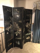 Vintage Chinese Screen 4 Panel 70x16 Large