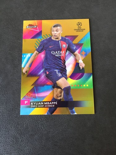 2022-23 Topps Finest UCC Kylian Mbappe PSG Gold Refractor 33/50
