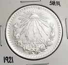 Photo of a 1921 Mexico Un Peso Silver from an eBay sale