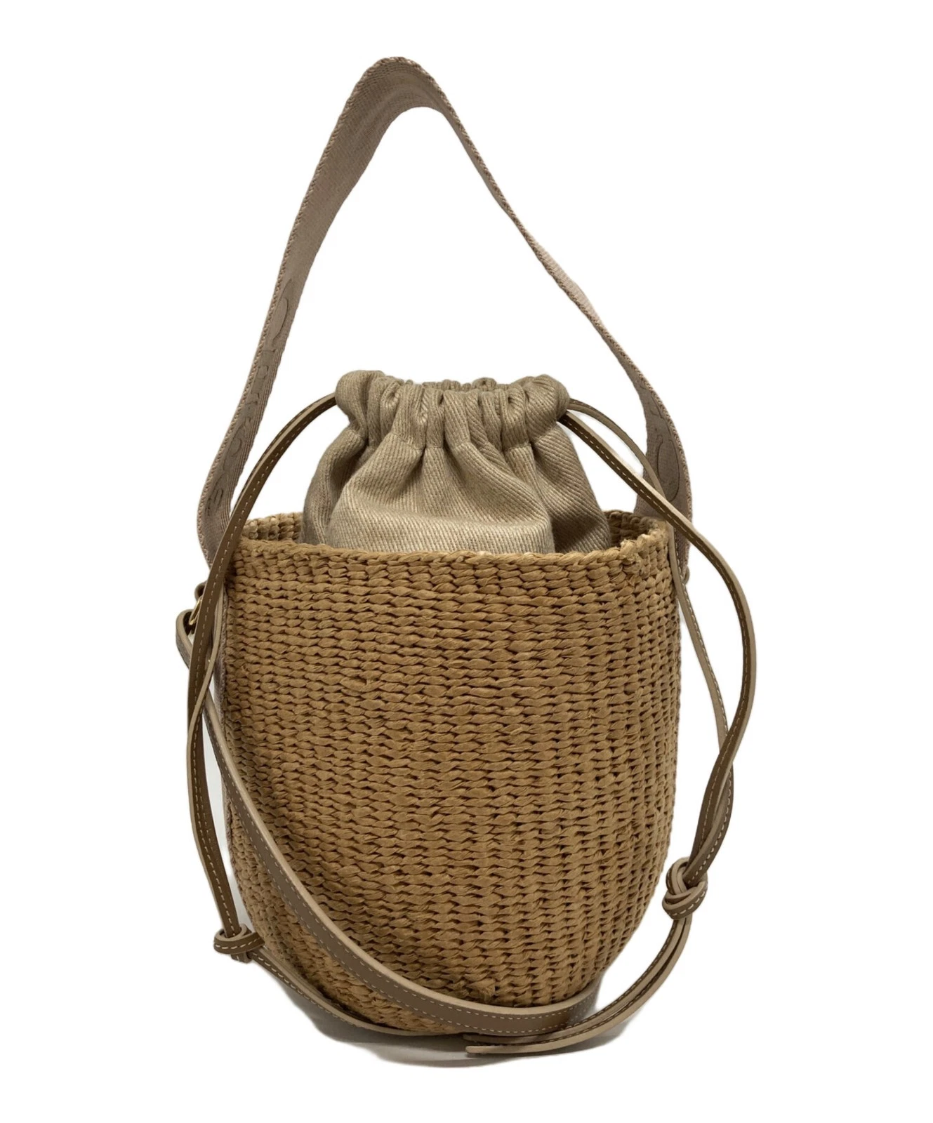Chloe — Chloe WOODY SMALL BASKET 01-24-68-65 Beige Shoulder Bag #TFB4245