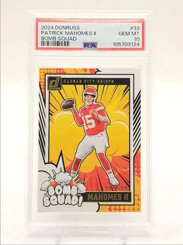 PATRICK MAHOMES II 2024 DONRUSS BOMB SQUAD CHIEFS #33 GEM PSA 10 Q4856