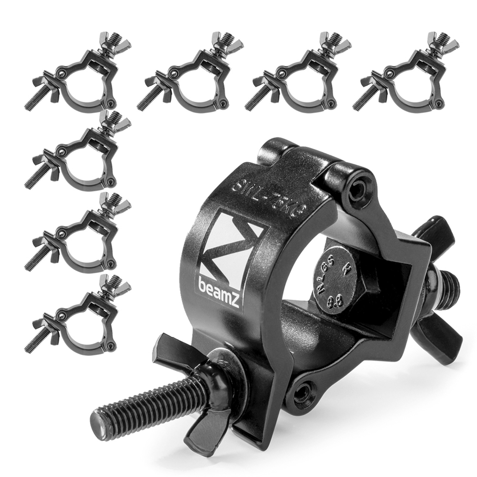 BeamZ BC38B Half Coupler Black O-Clamp for Stage Lighting 75kg Capacity