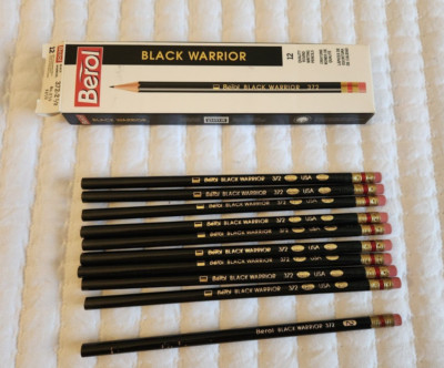 9 Vintage Berol  BLACK WARRIOR NO. 2 1/2 PENCILS 372  F Series Plus 1 NO. 2
