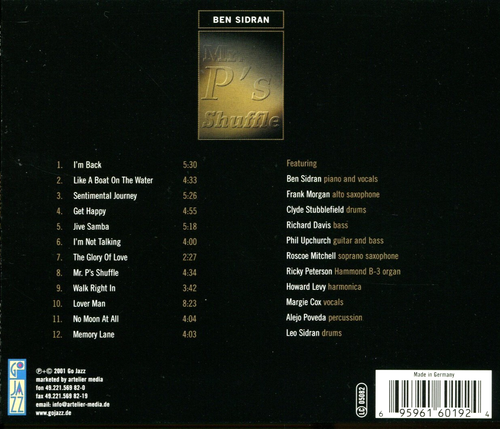 Mr. P's Shuffle: Ben Sidran (CD, 2001) Mr. P's Place, Gene Parks, Madison WI *VG - Picture 3 of 4