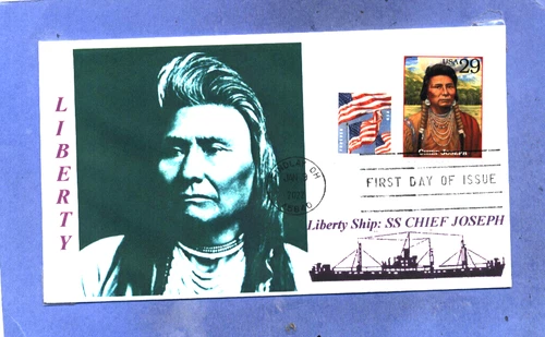 2869e CHIEF JOSEPH:  Nez Perce Indian Chief Idaho Portrait Flag First Day PM