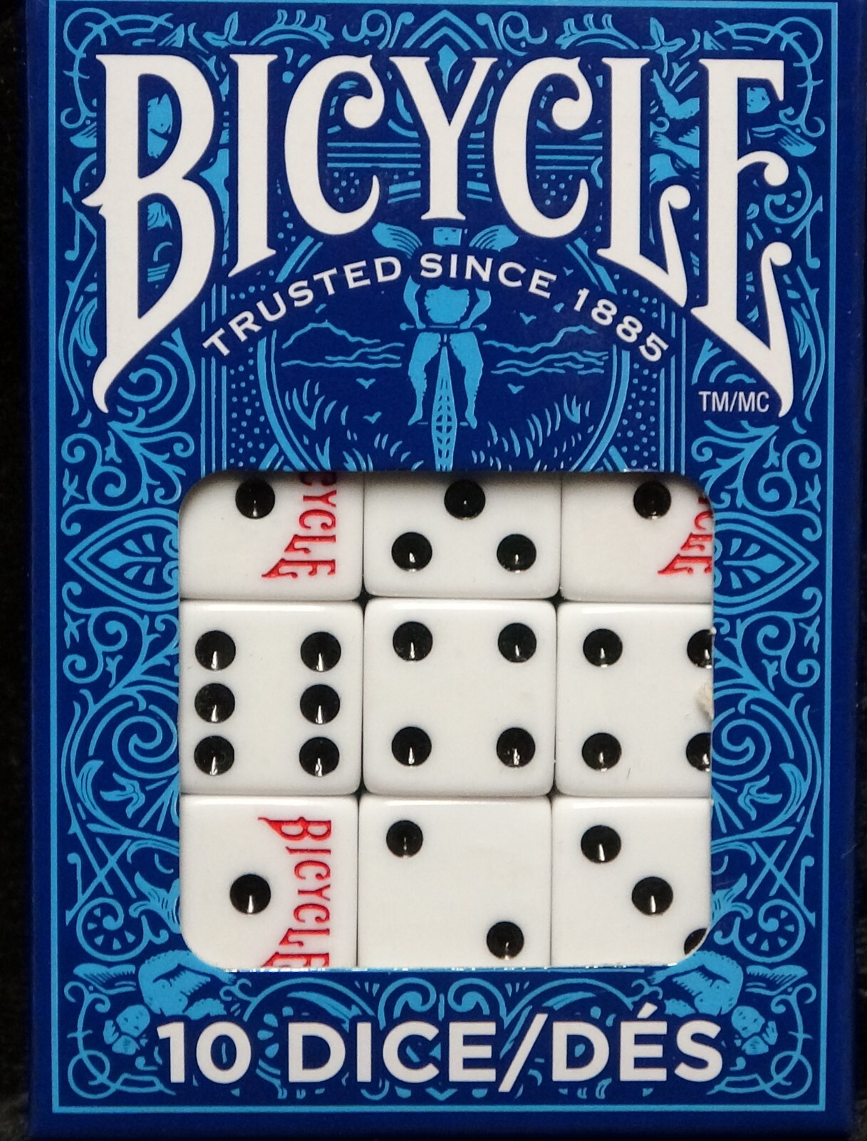 Lot 2 Sets Bicycle Dice, 10 Count (Six Sided 16 mm) Games Craps Backgammon Bunco