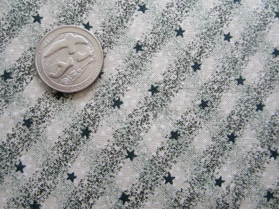 "Colonial Tradition" Fabric 3/4 yd By RJR Dark Green with Stars Quilting Cotton - Image 2 of 4