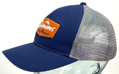 SIMMS Fishing Products Hat-Grey Blue Orange-Fish Logo-Snapback