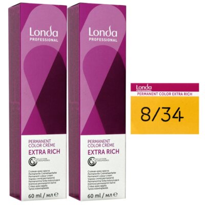 Londa Professional permanente Cremehaarfarbe Extra Rich 2 x 60 ml 8/34 hellblond