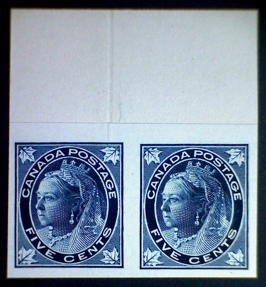 💥 SCARCE + VARIETY💥  Canada Sc#70P PLATE PROOF PAIR Victoria (1897) Only 300 - Image 4 of 4