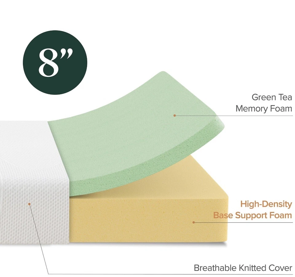 Colchón de espuma viscoelástica Serenity Zinus de lujo de 8", tamaño completo por Spa Sensations Foto 4 de 4