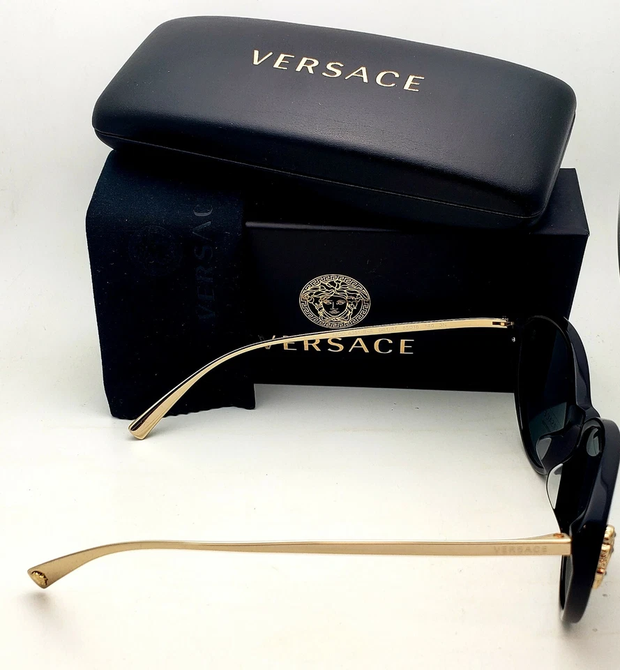 Новые солнцезащитные очки VERSACE MOD. Серые линзы с черной и золотой оправой 4351-B-A GB1/87 55-16 - Изображение 3 из 4